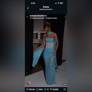 Babyboo Fashion Sparkling Strapless Blue Dress